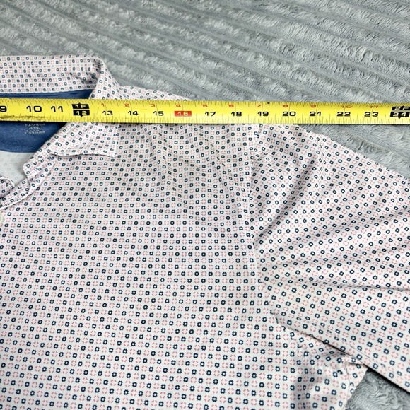 Johnnie-O‎ Performance Polo Shirt Sz Large Pink Blue All Over Print - Picture 3 of 13